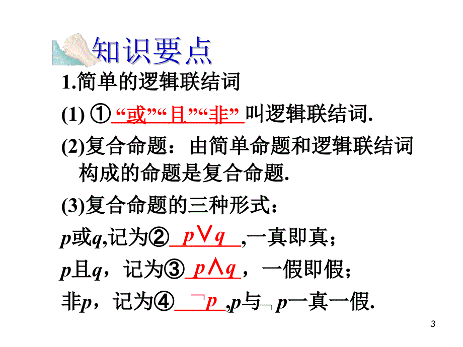 高中数学一轮总复习课件(文)_第3讲量词与逻辑联结词(改)_第3页