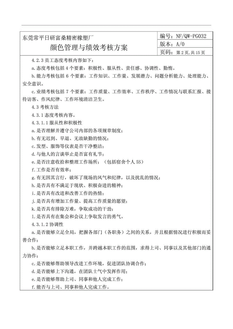 东莞常平日研富桑精密橡塑厂颜色管理与绩效考核方案_第2页