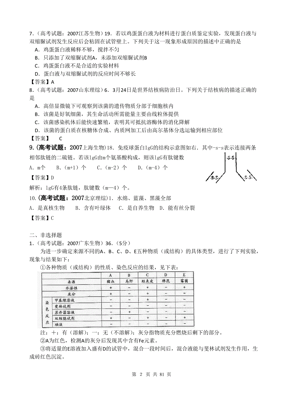 2007年高考生物科试题按新课标章节分类_第2页