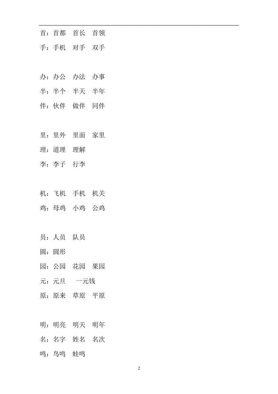 人教版语文一年级下册--同音字归类_第2页