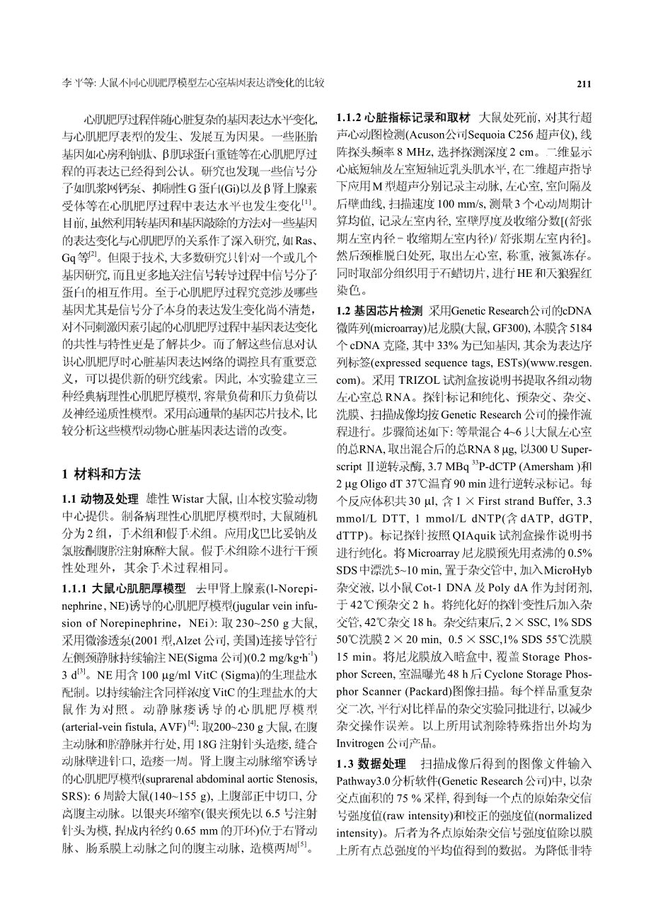 大鼠不同心肌肥厚模型左心室基因表达谱变化的比较_第2页