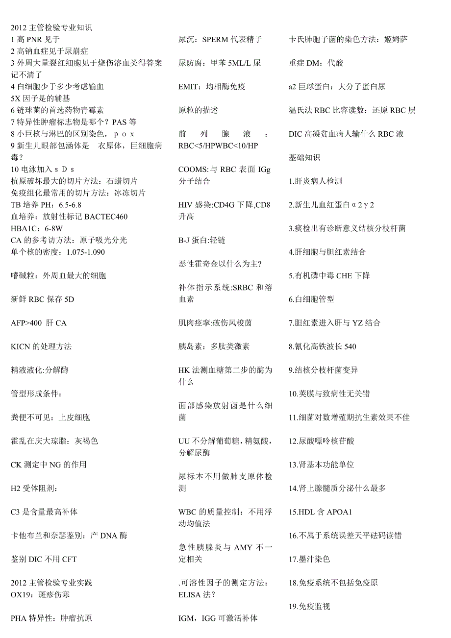 2012主管检验专业知识_第1页