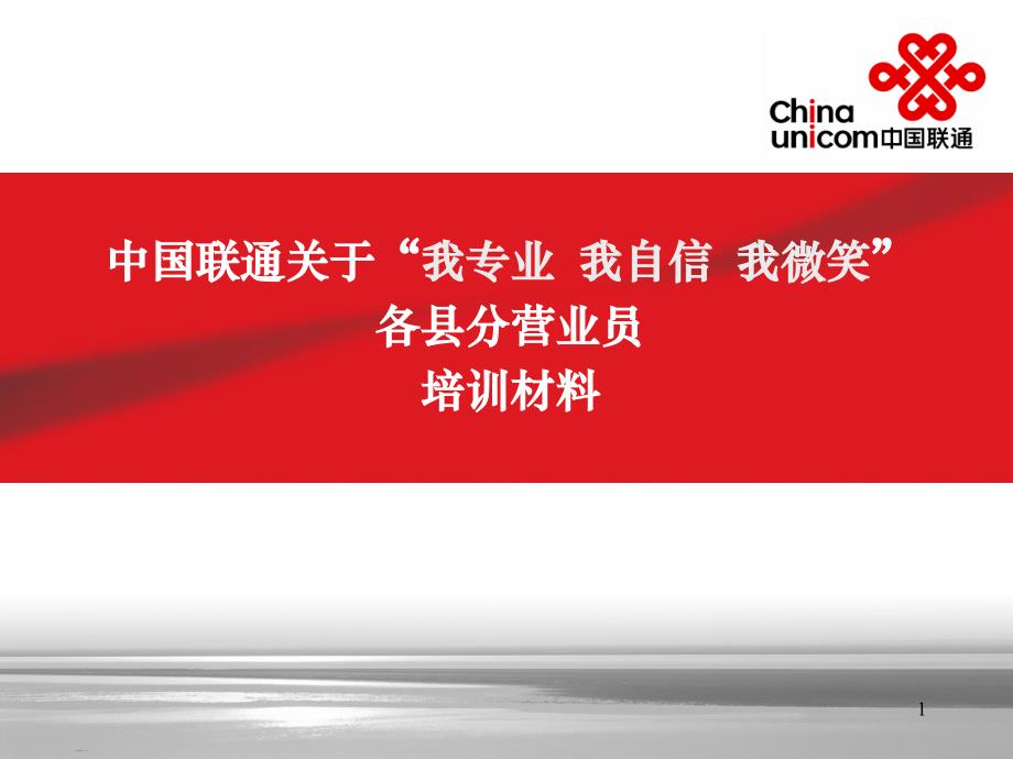 中国联通“我专业 我自信 我微笑”各县分营业厅营业员培训_第1页