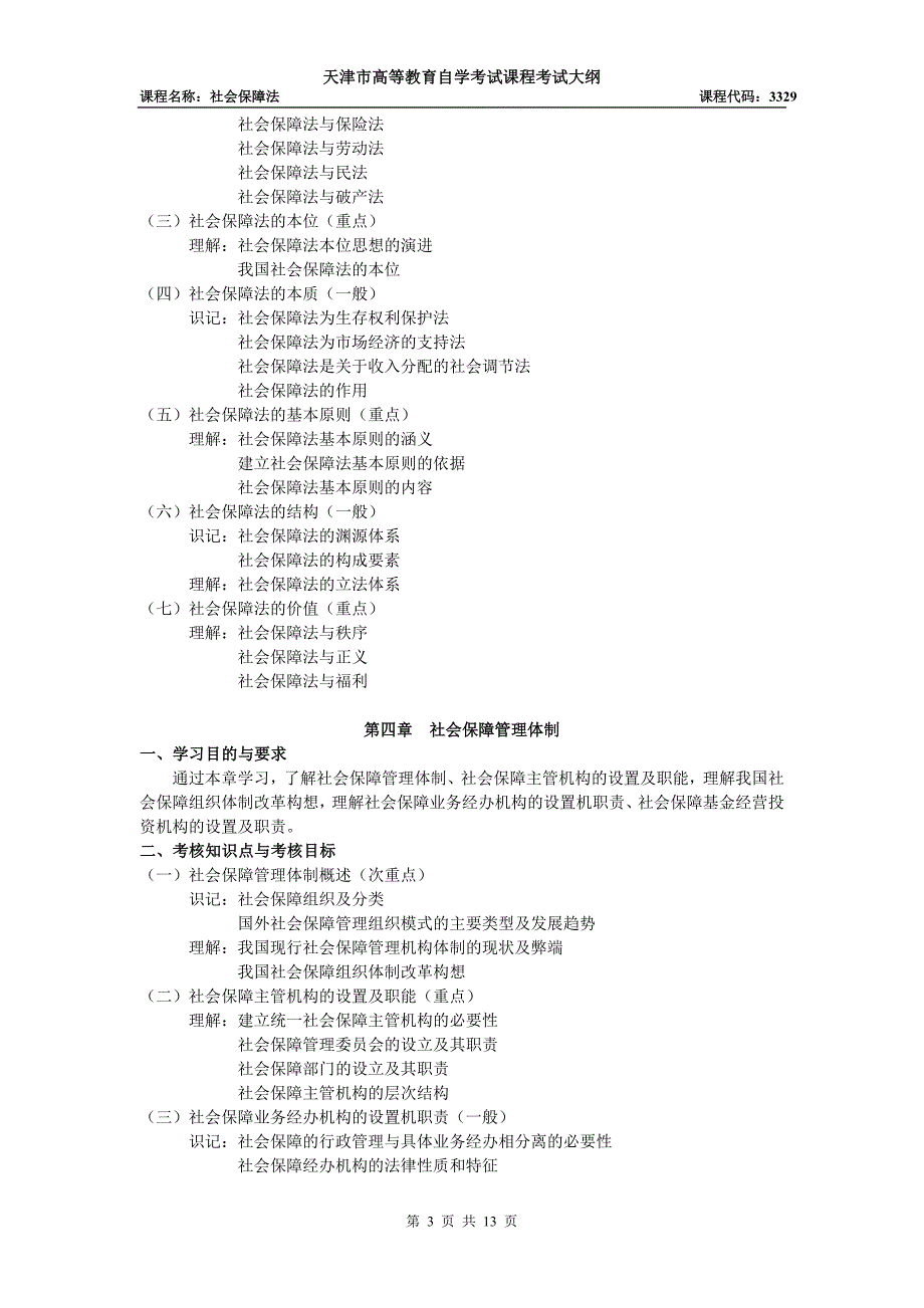 天津市高等教育自学考试课程教学大纲_第3页