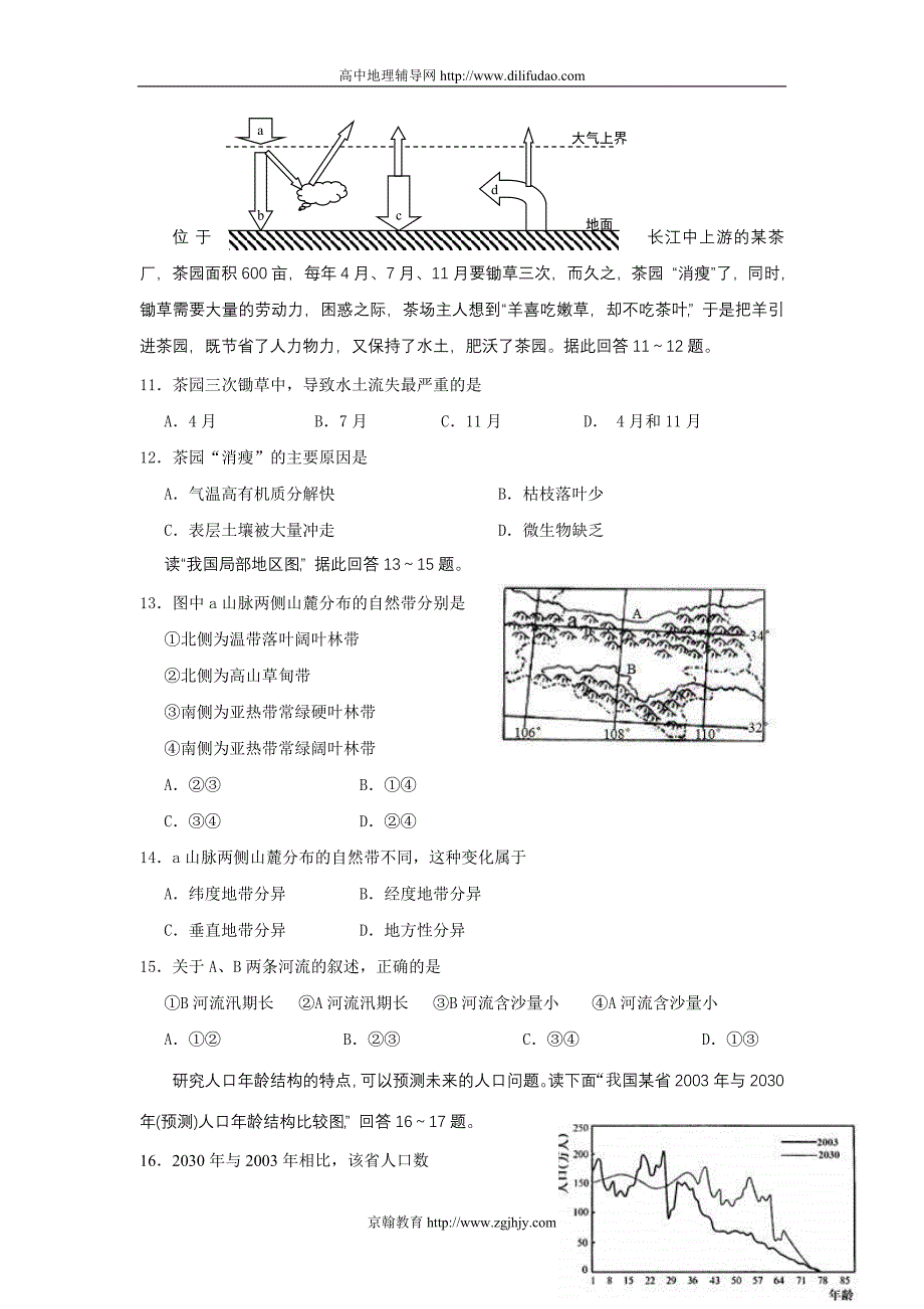 2010-2011学年湖南省常德市高三模拟考试地理试题_第3页