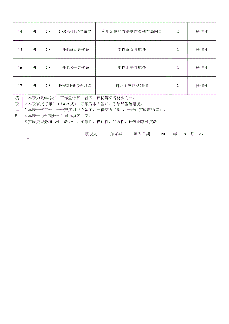 DIV+CSS实验教学计划进度表_第2页