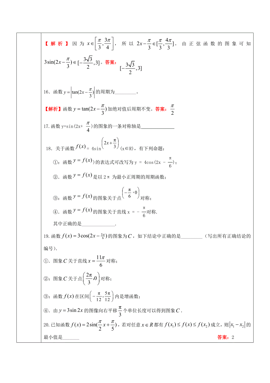 2013人教版必修四第一章三角函数简单应用例题精讲_第4页