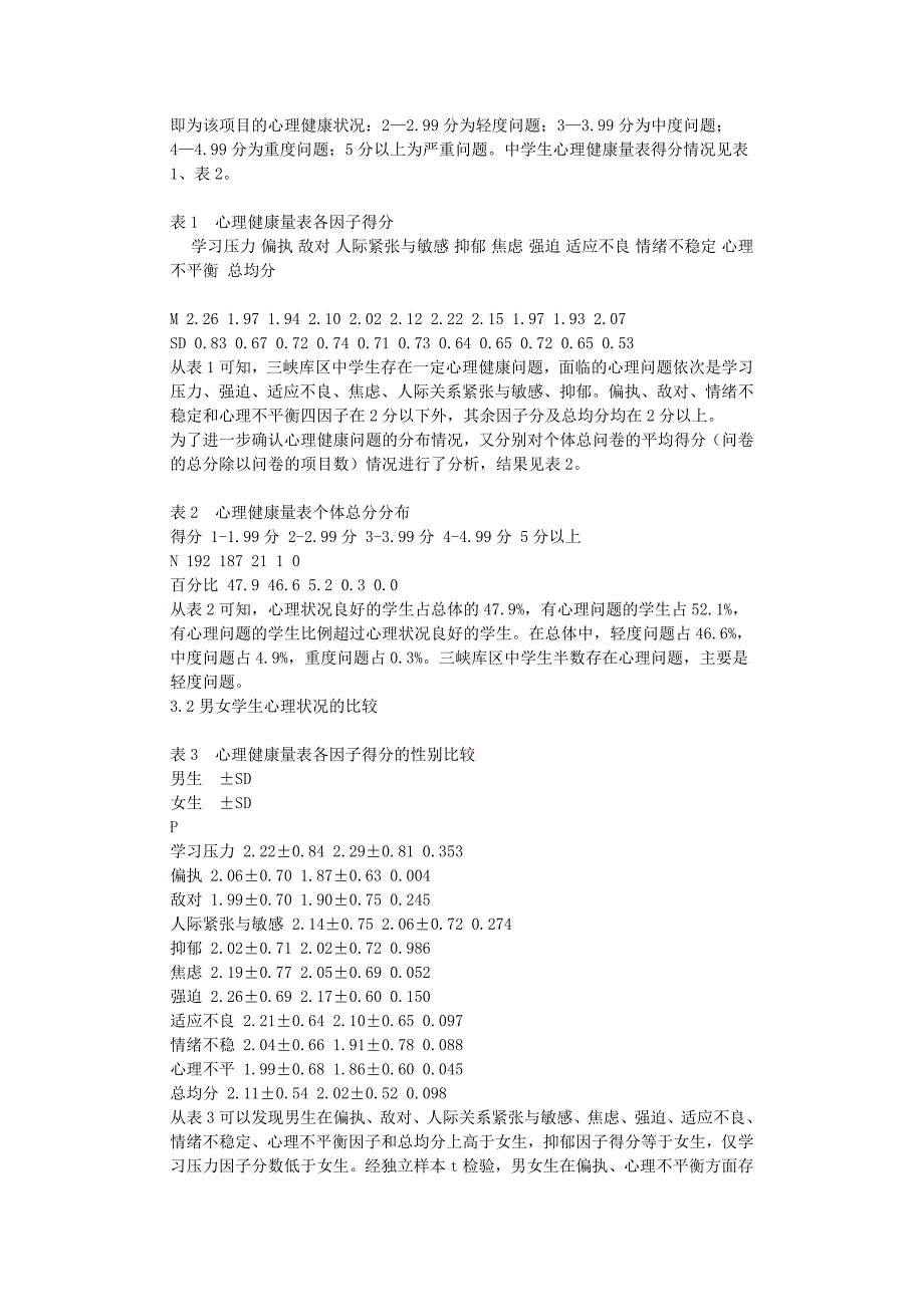 三峡库区中学生心理健康状况的调查研究  -毕业论文_第4页