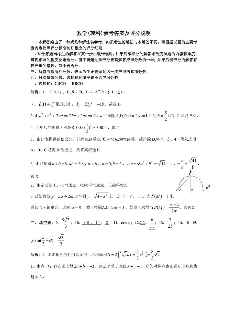 2008年广东省揭阳市高中毕业班第一次高考模拟考试题数学(理科)2008.3_第5页