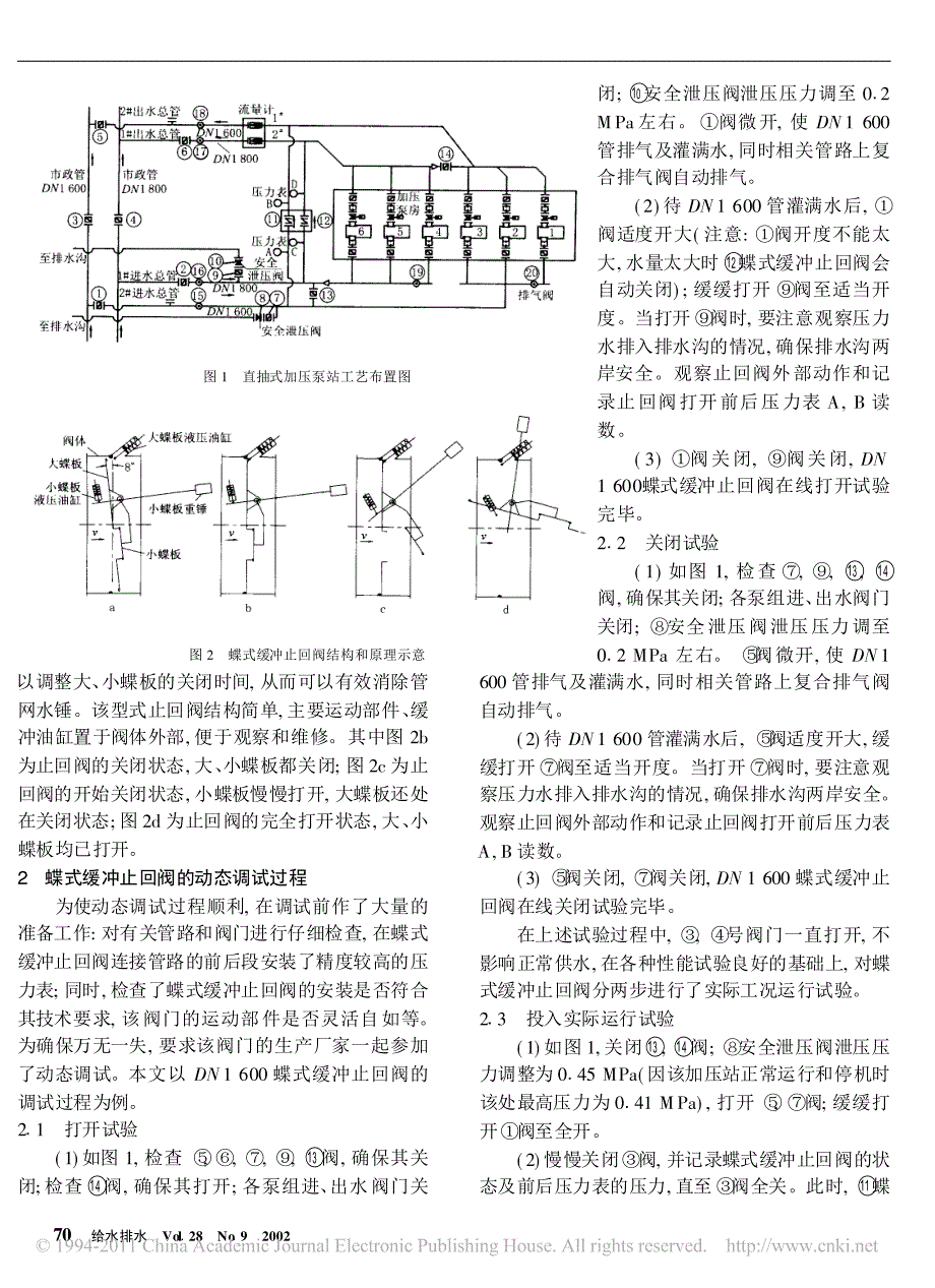 加压泵站大型蝶式缓冲止回阀的动态调试及运行性能分析_第2页