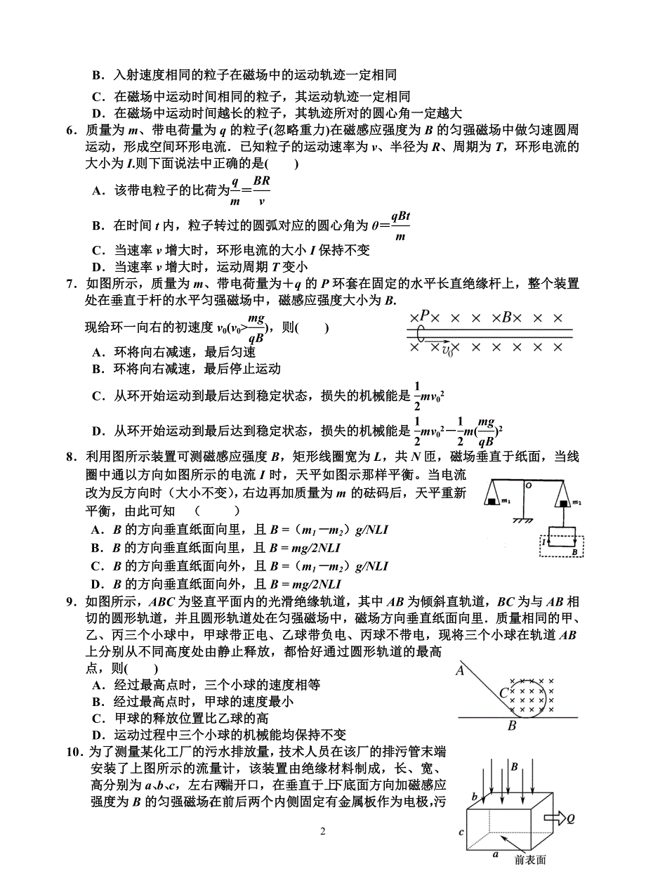 《磁场》单元测试卷_第2页