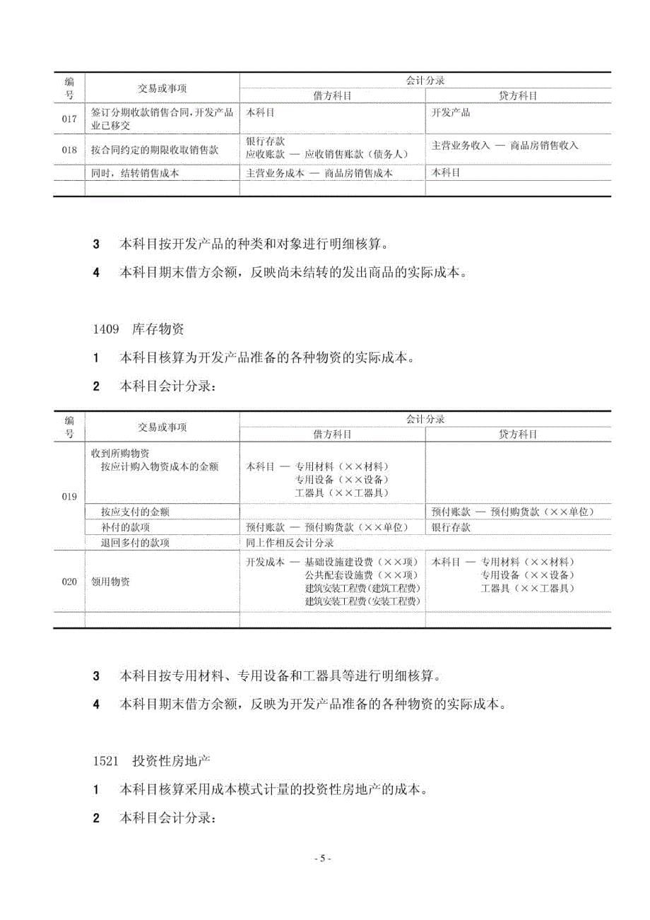 房地产公司主要会计科目和主要分录处理_第5页