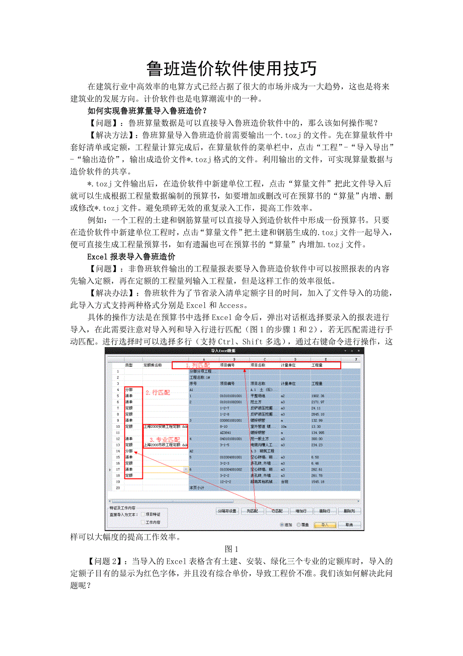 鲁班造价软件使用技巧_第1页