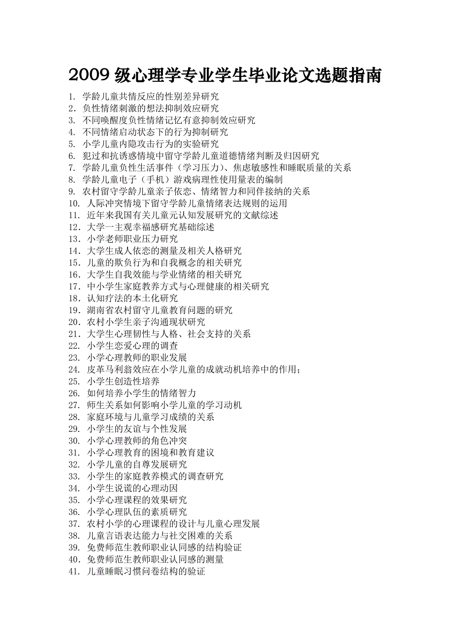 心理学专业本科毕业论文选题指南_第1页