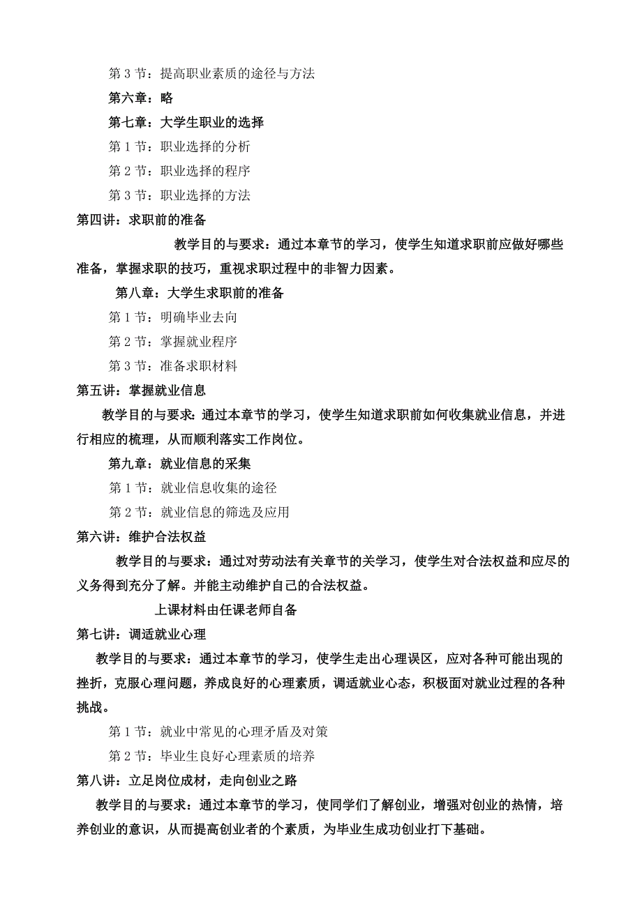 《大学生就业指导课》教学大纲_第3页