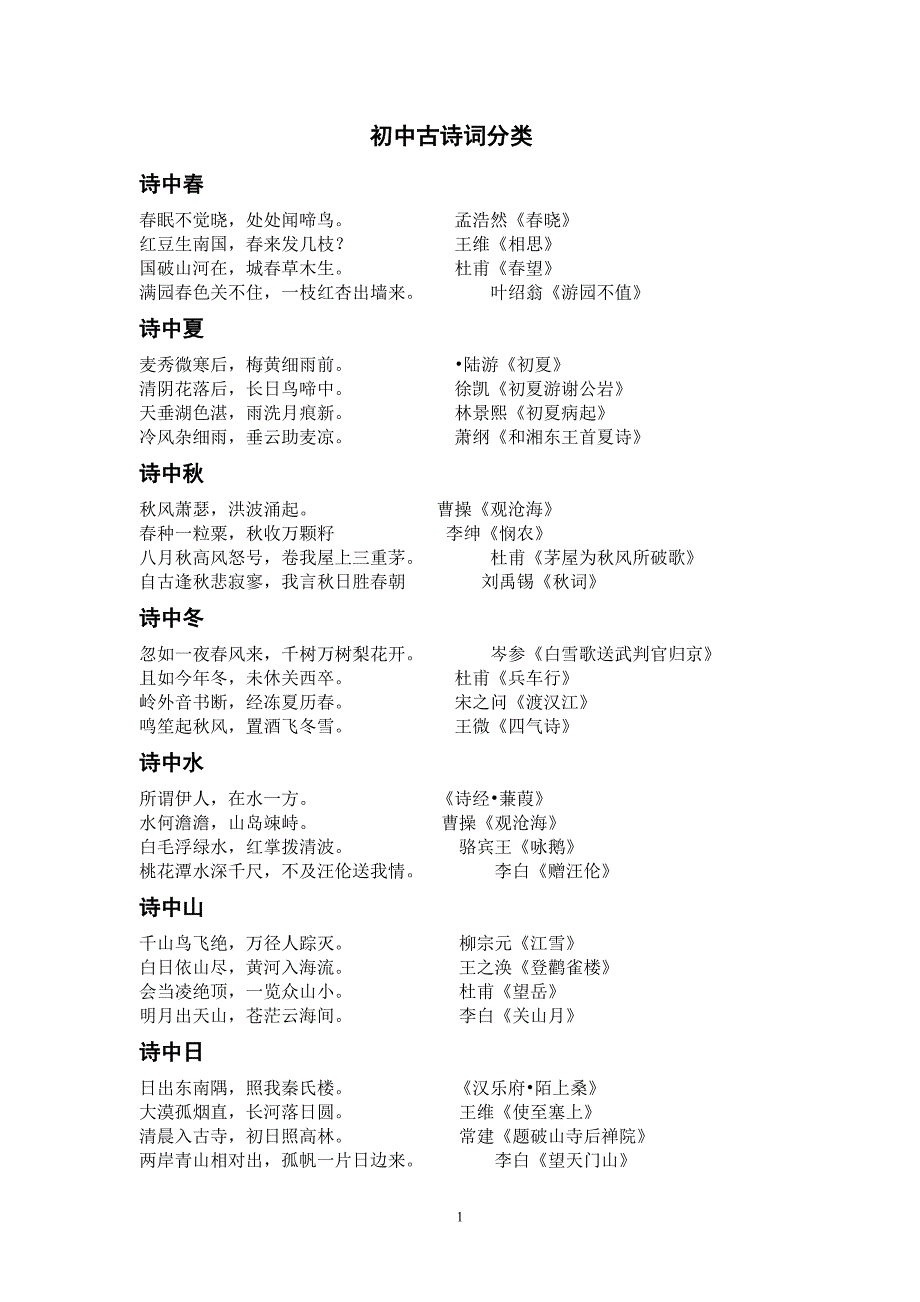 初中古诗词分类_第1页