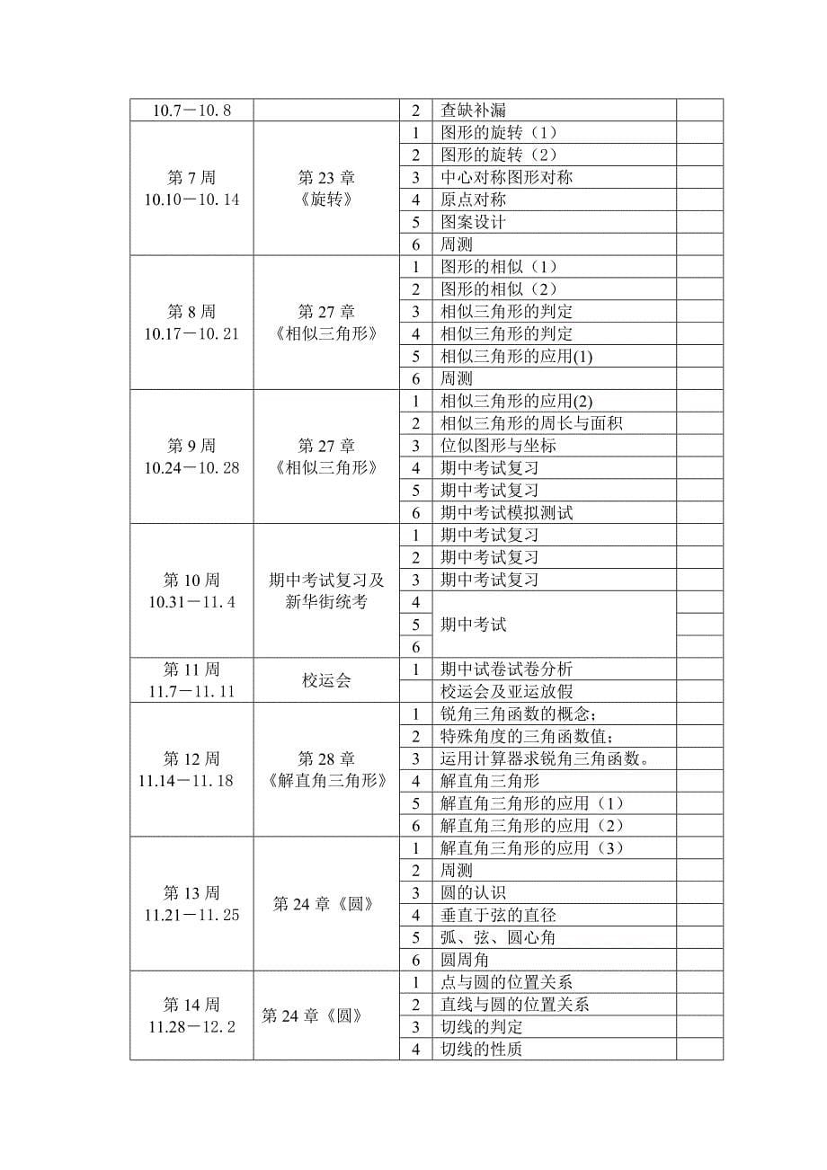 人教版九年级上学期教学计划_第5页