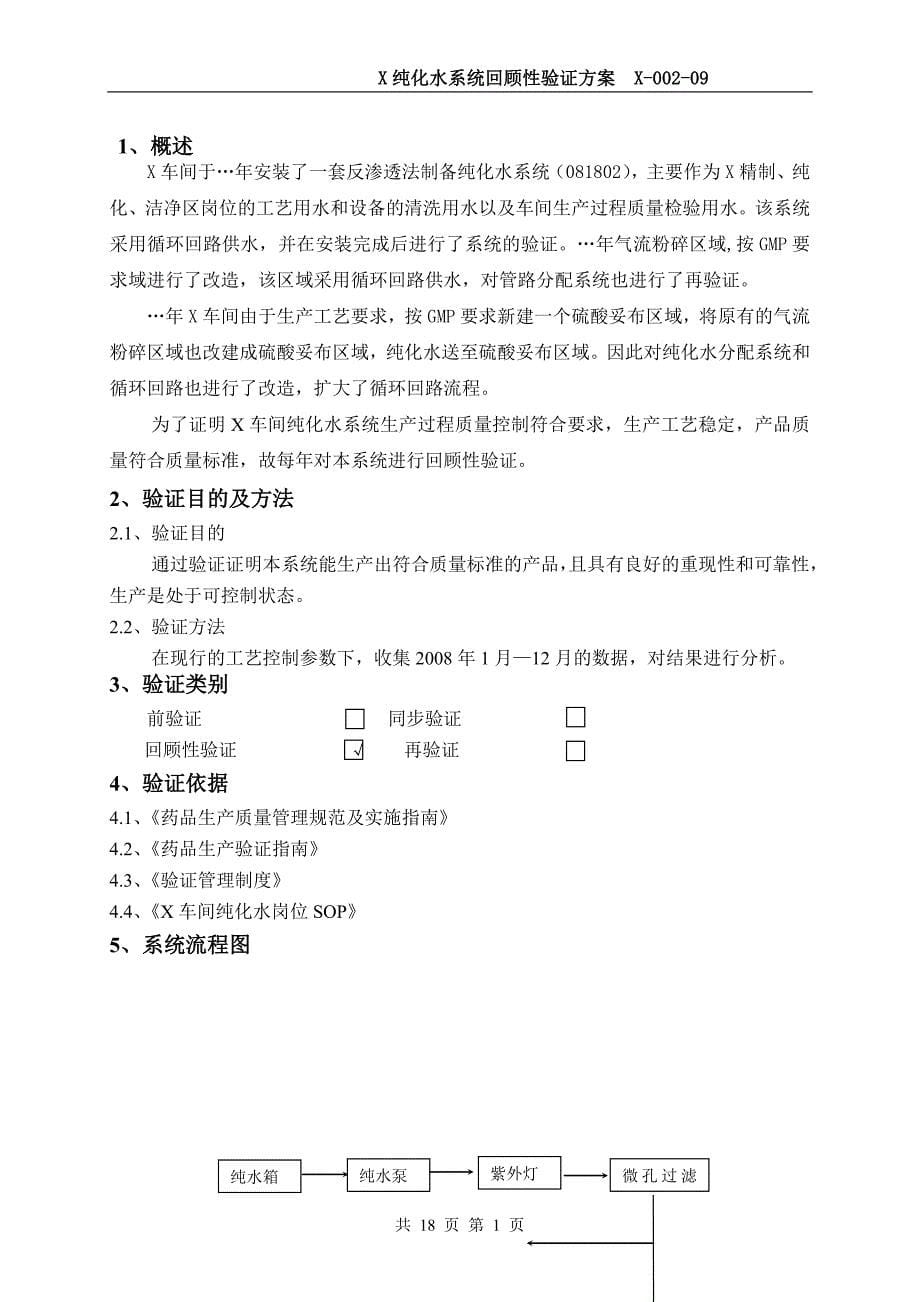 制药车间XXX纯化水系统回顾验证方案_第5页