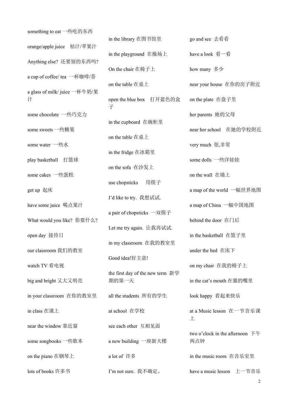 小学英语短语大全_第2页