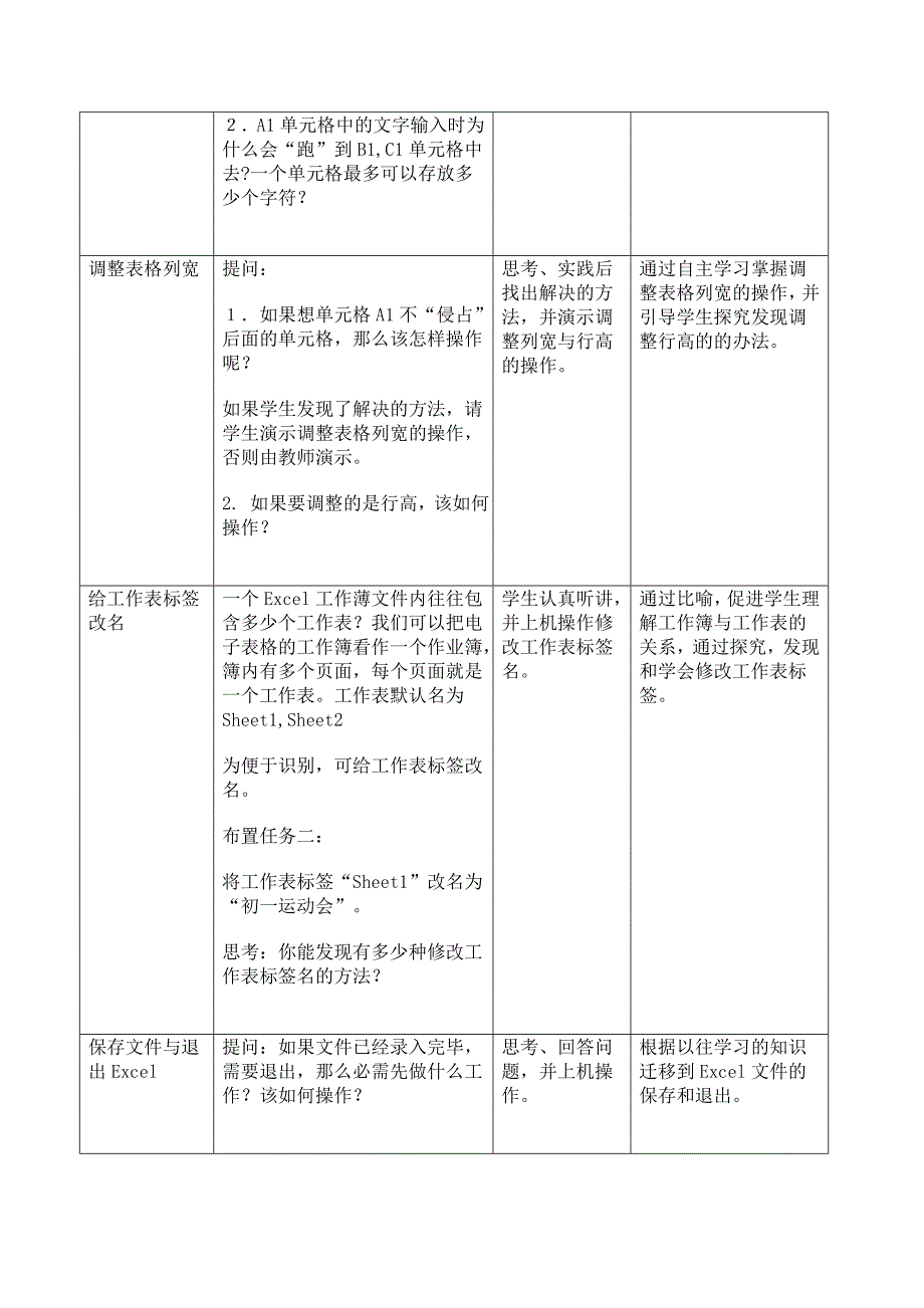 初识excel教学设计_第4页