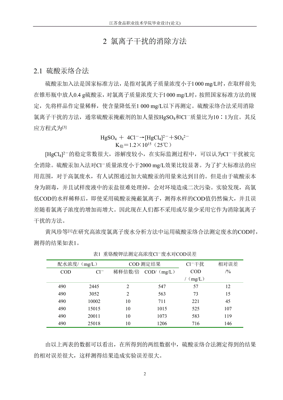 含氯离子废水化学需氧量分析方法比较_第2页