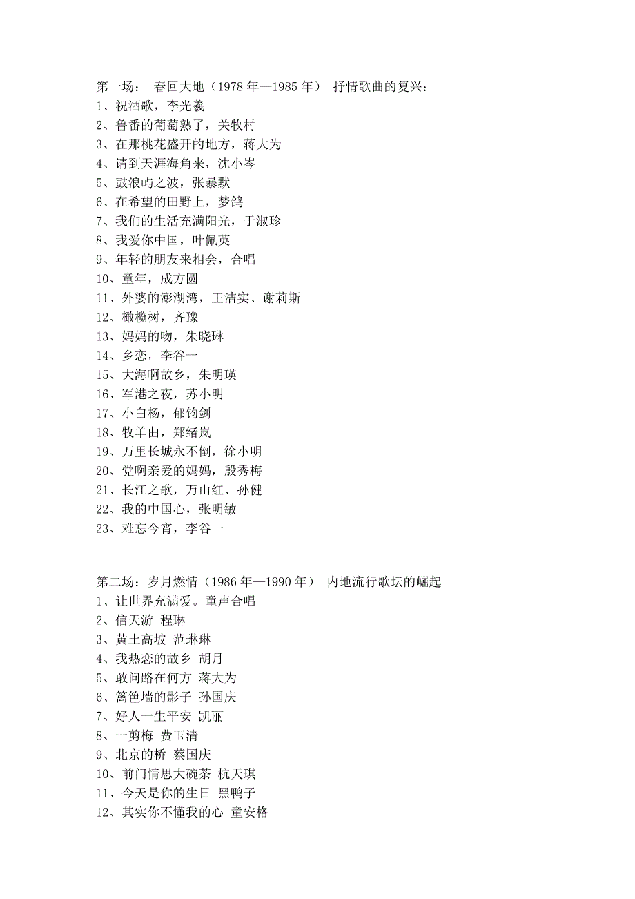 歌声飘过30年歌曲目录_第1页