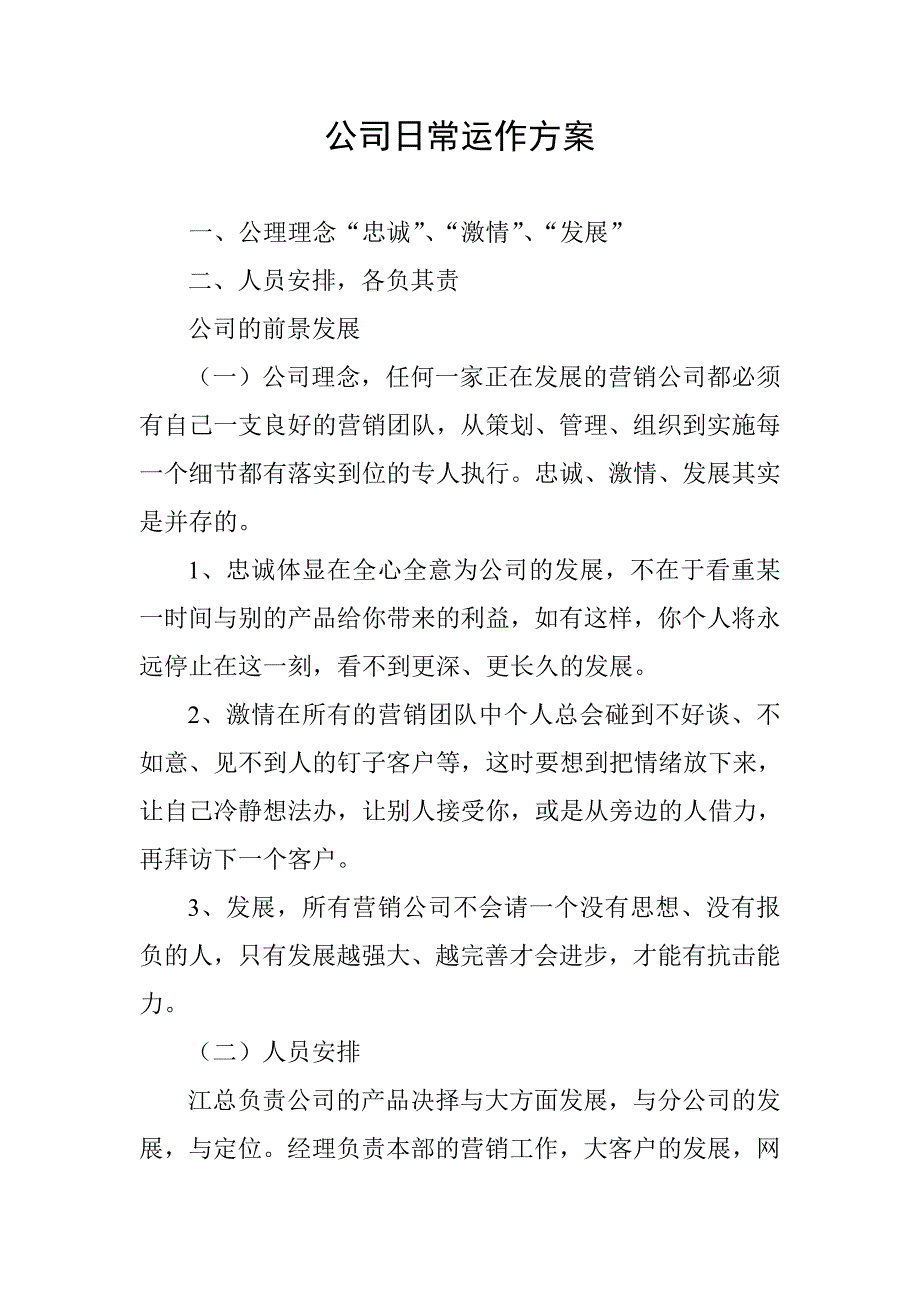 公司日常运作方案_第1页