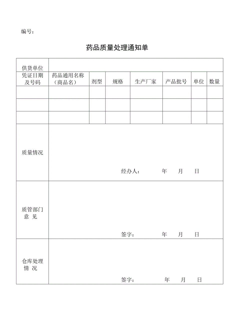药品质量处理通知单_第1页