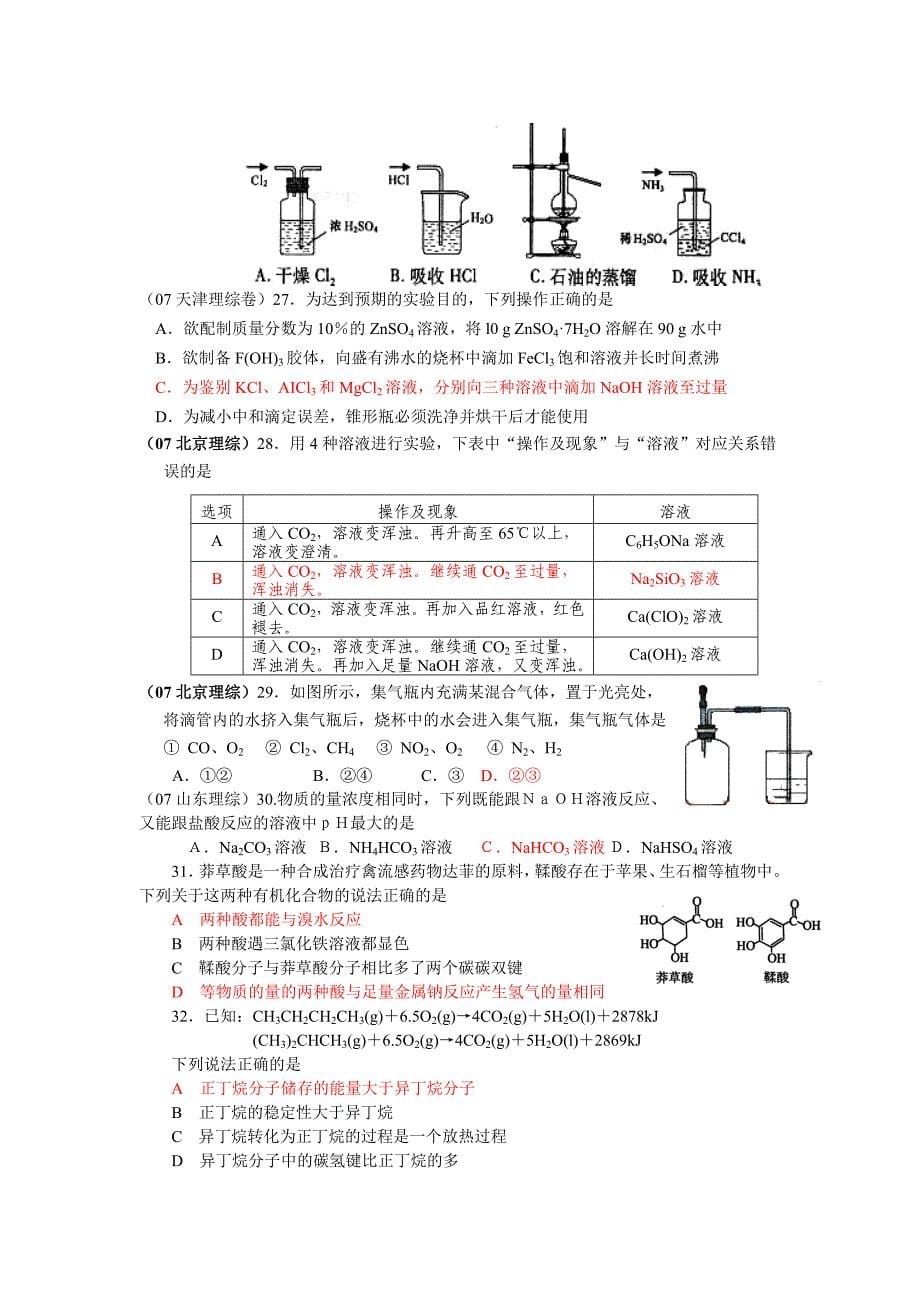 化学试题练习题教案06-07学年高二化学试题各地高考试题选编_第5页