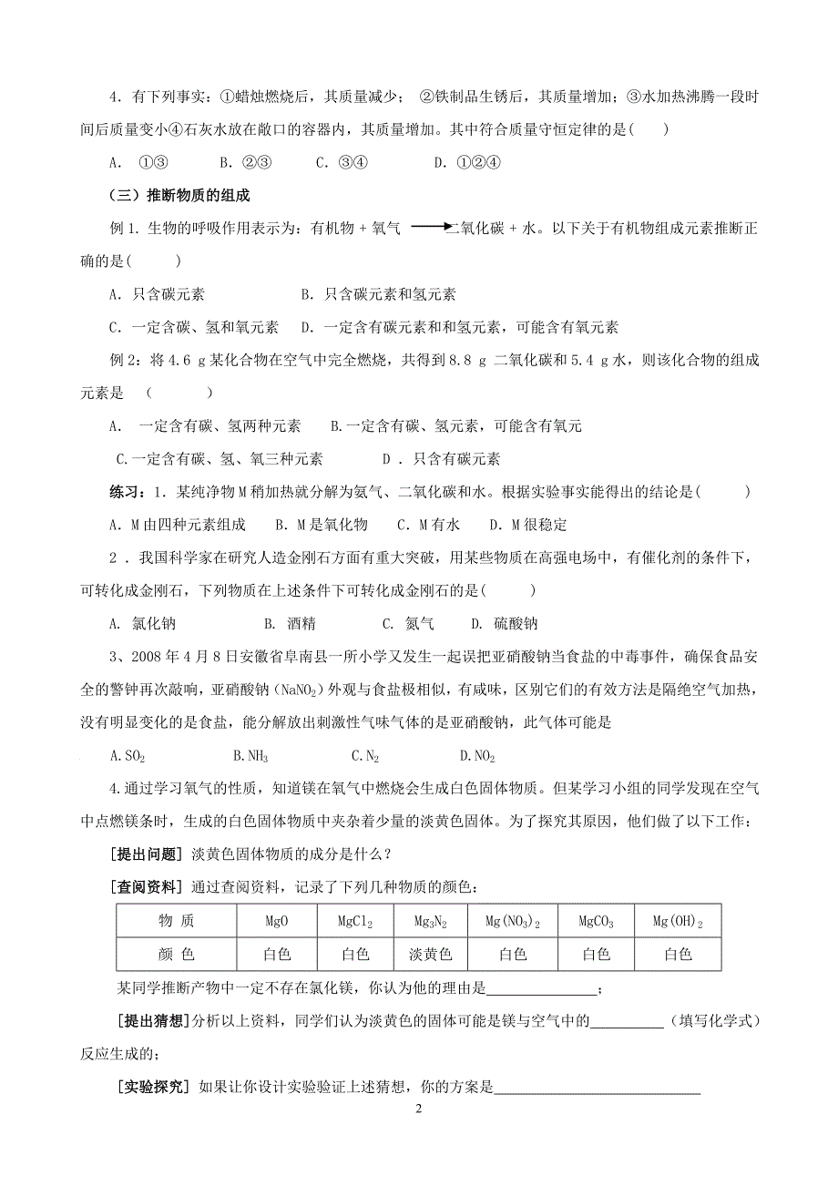 初三化学  第6讲   质量守恒定律_第2页