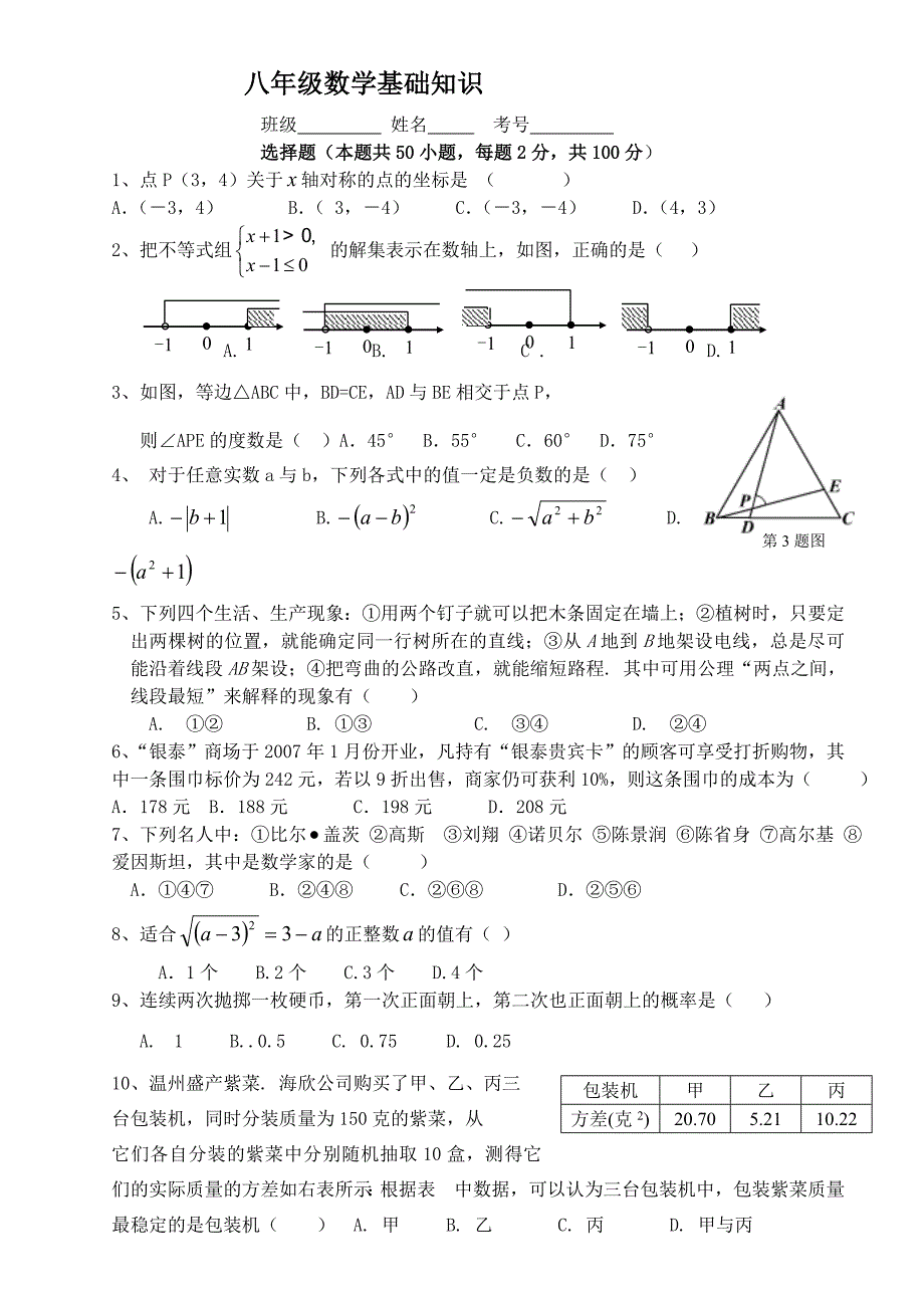 八年级数学基础知识1_第1页