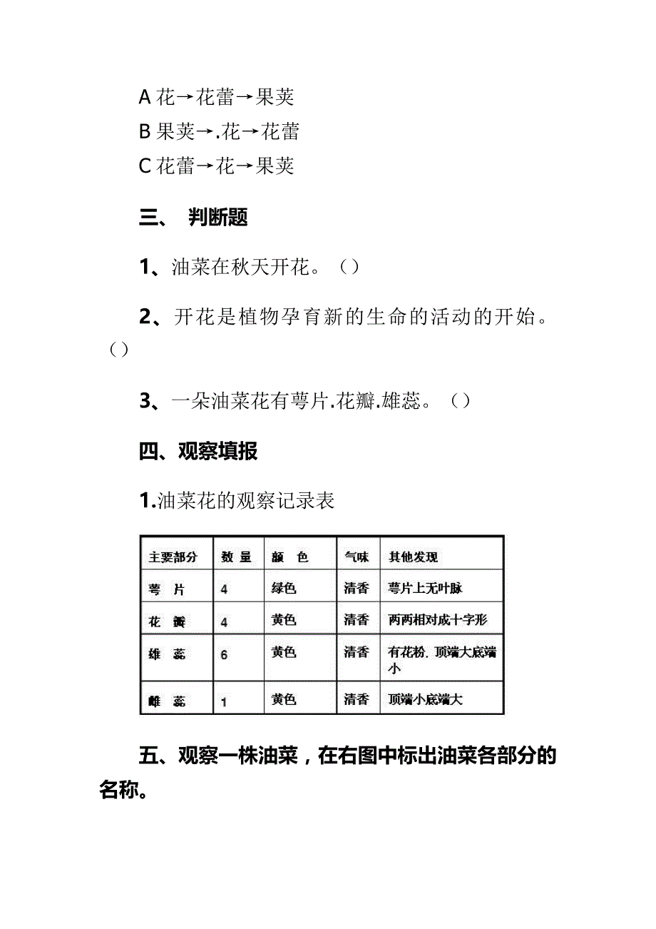 精选教科版四年级科学下册练习题一_第2页