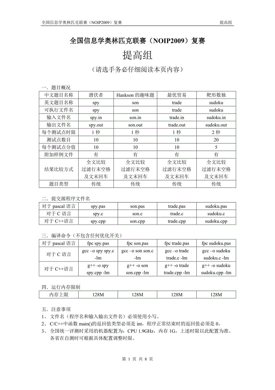 全国信息学奥林匹克联赛(noip2009)复赛_第1页