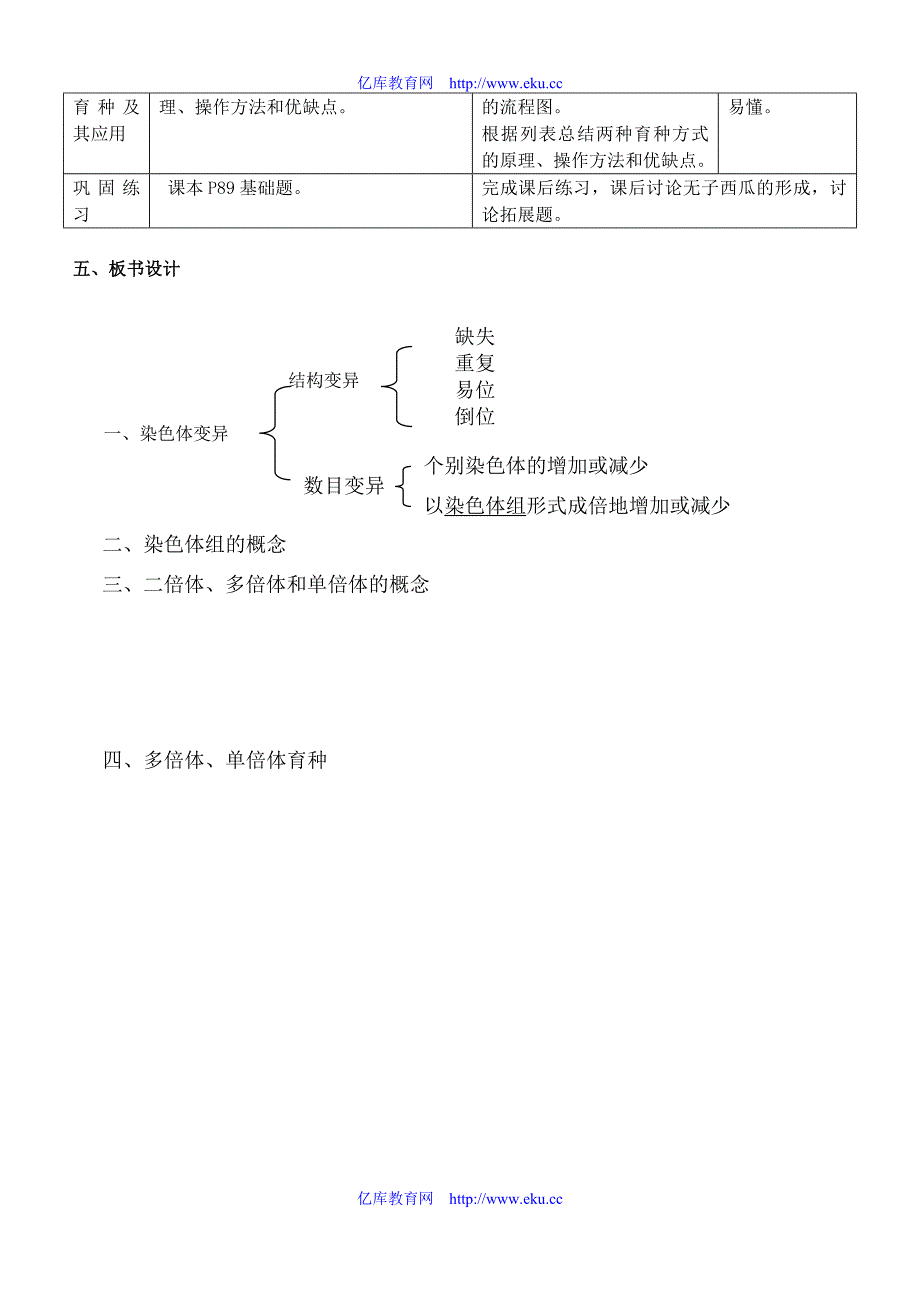 用高一生物第五章第二节染色体变异教学设计 必修4_第3页