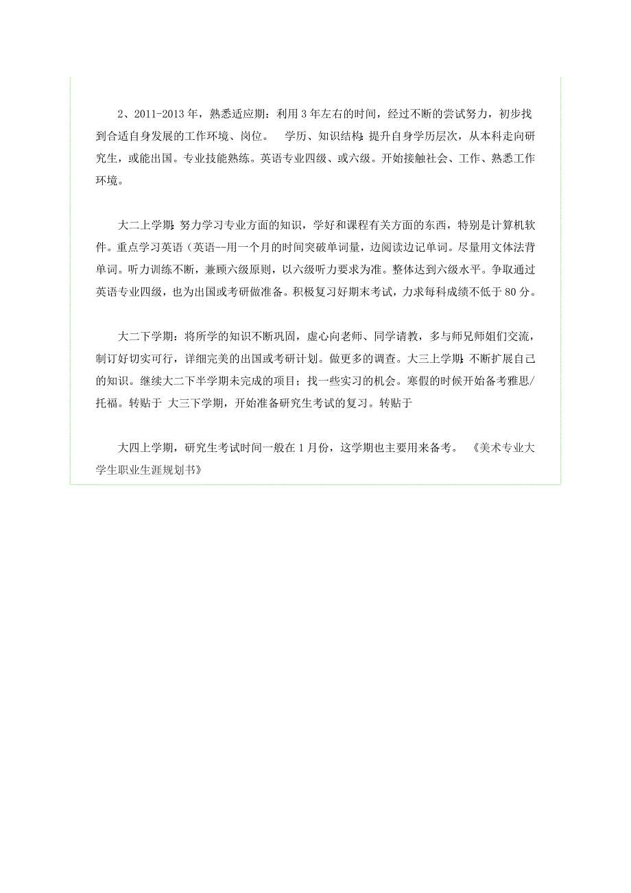 美术专业大学生职业生涯规划书_第4页