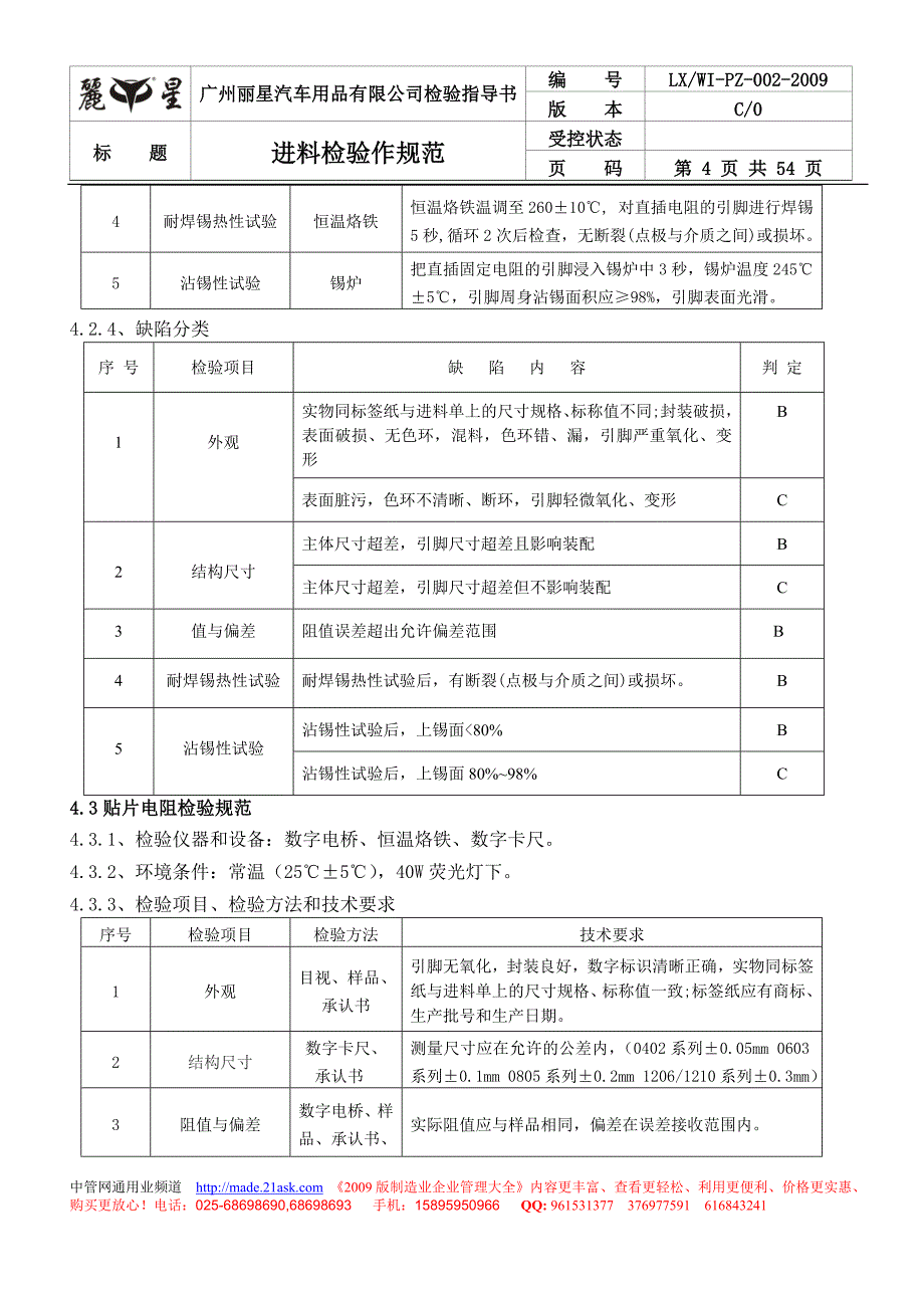 广州丽星汽车用品有限公司进料检验作规范_第4页