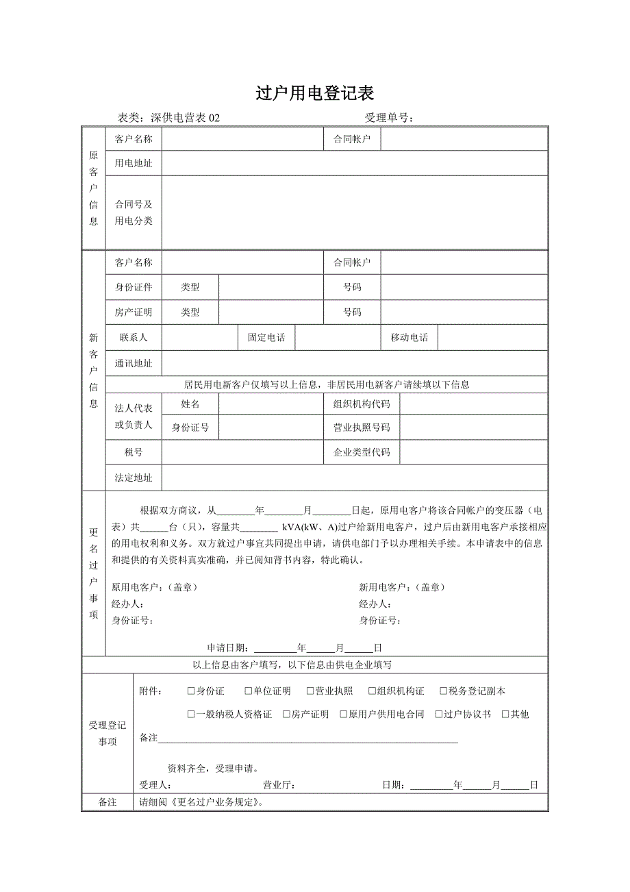 过户用电申请表_第1页