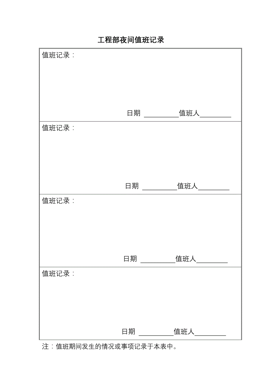 工程部夜间值班记录_第1页