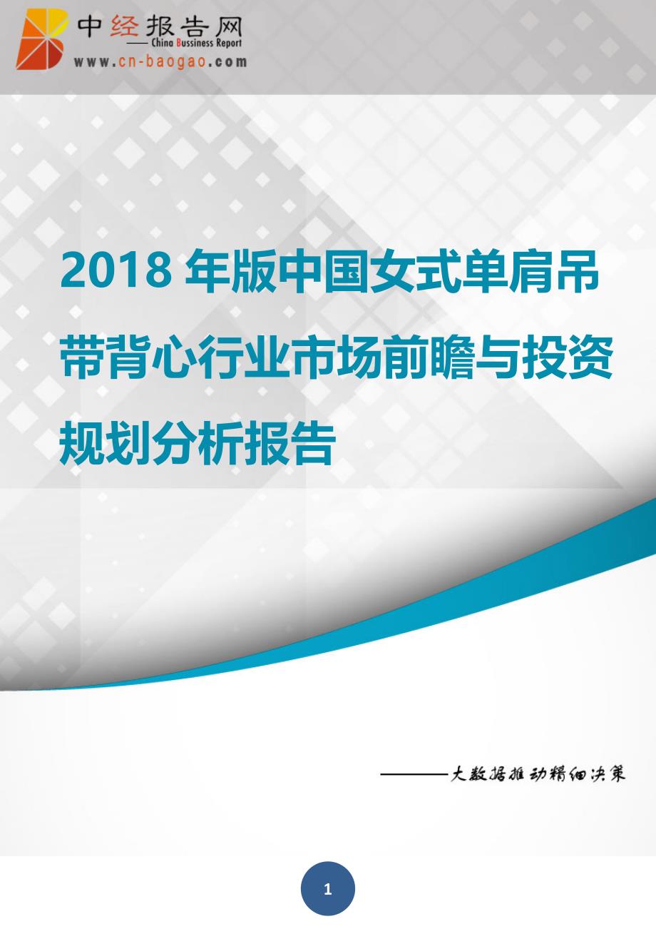中国女式单肩吊带背心行业市场前瞻与投资规划分析报告2018年版(目录)_第1页