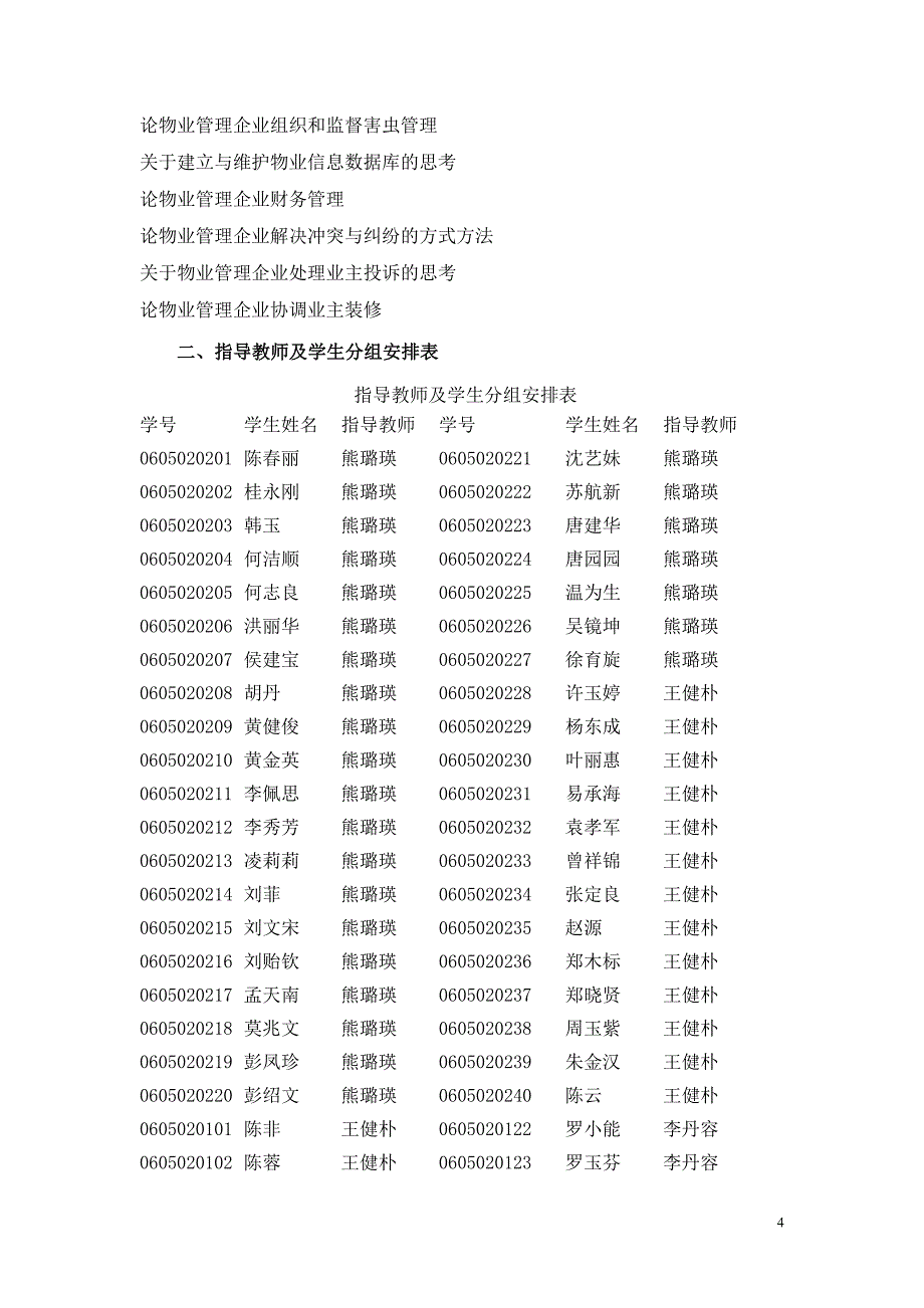 06级物业管理专业毕业(设计)论文方案_第4页