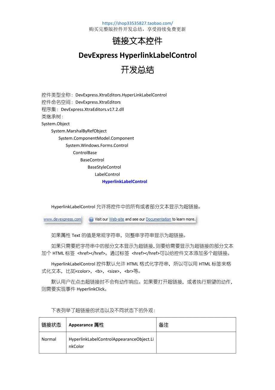 DevExpress HyperlinkLabelControl开发总结_第1页
