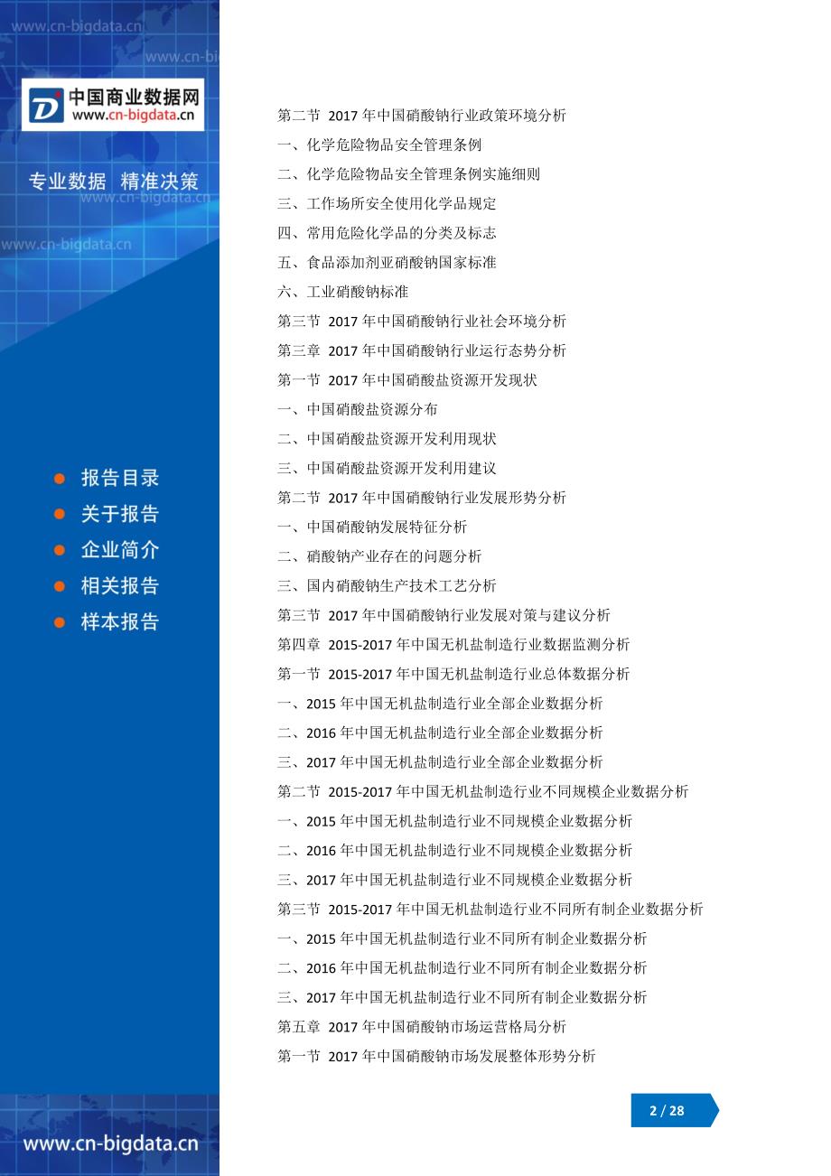 (目录)2018-2023年中国硝酸钠行业市场深度调研分析与发展趋势研究预测报告_第2页