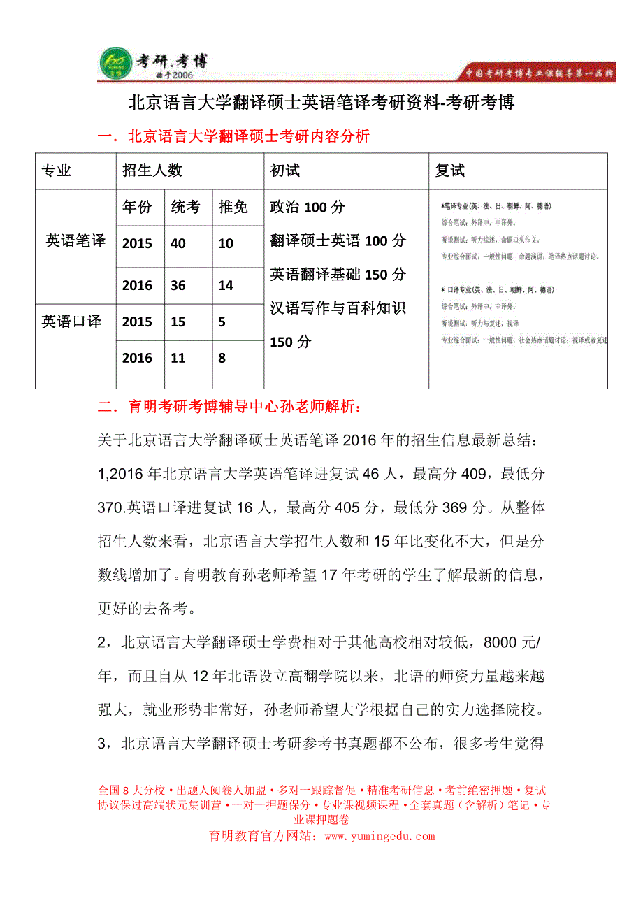 北京语言大学翻译硕士考研资料,考研百科真题_第1页