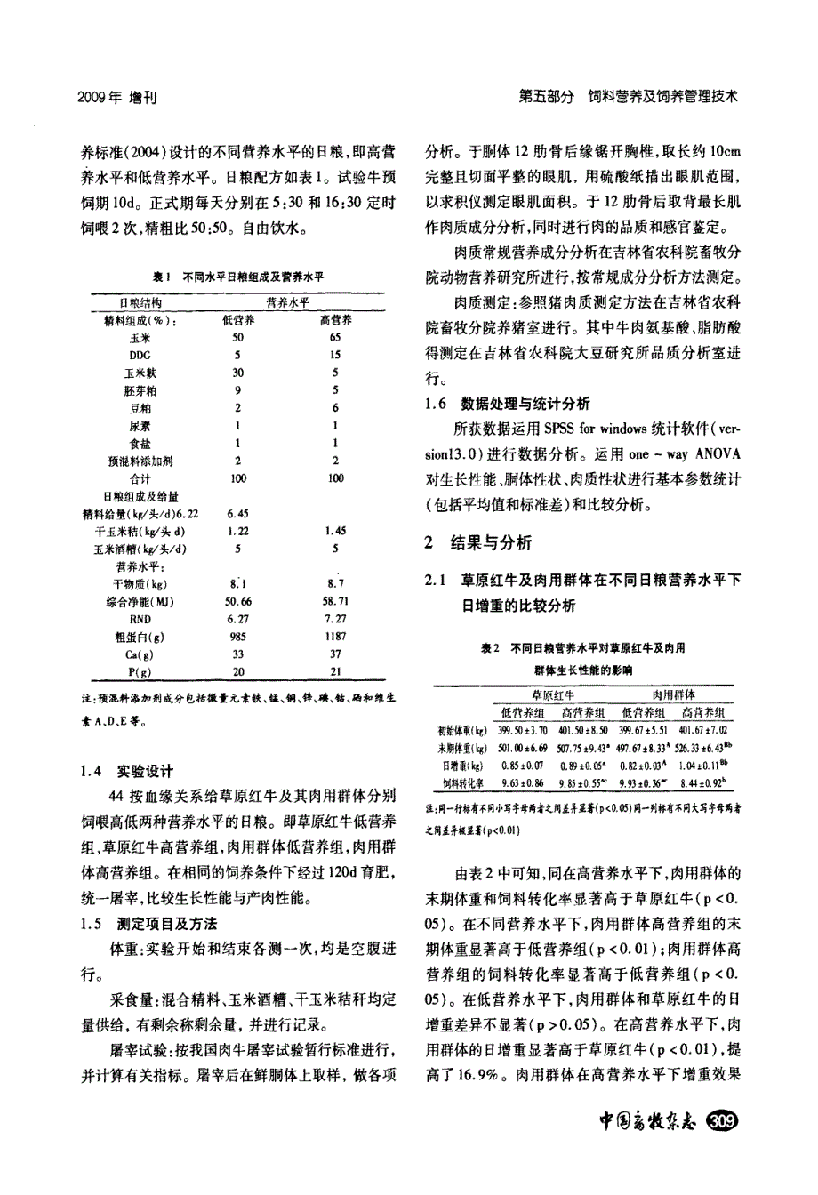 不同营养水平对草原红牛及其肉用群体肉用性能的影响_第2页