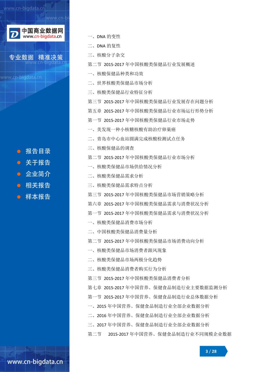 (目录)2018-2023年中国核酸类保健品行业市场调研分析与投资机会研究报告_第3页