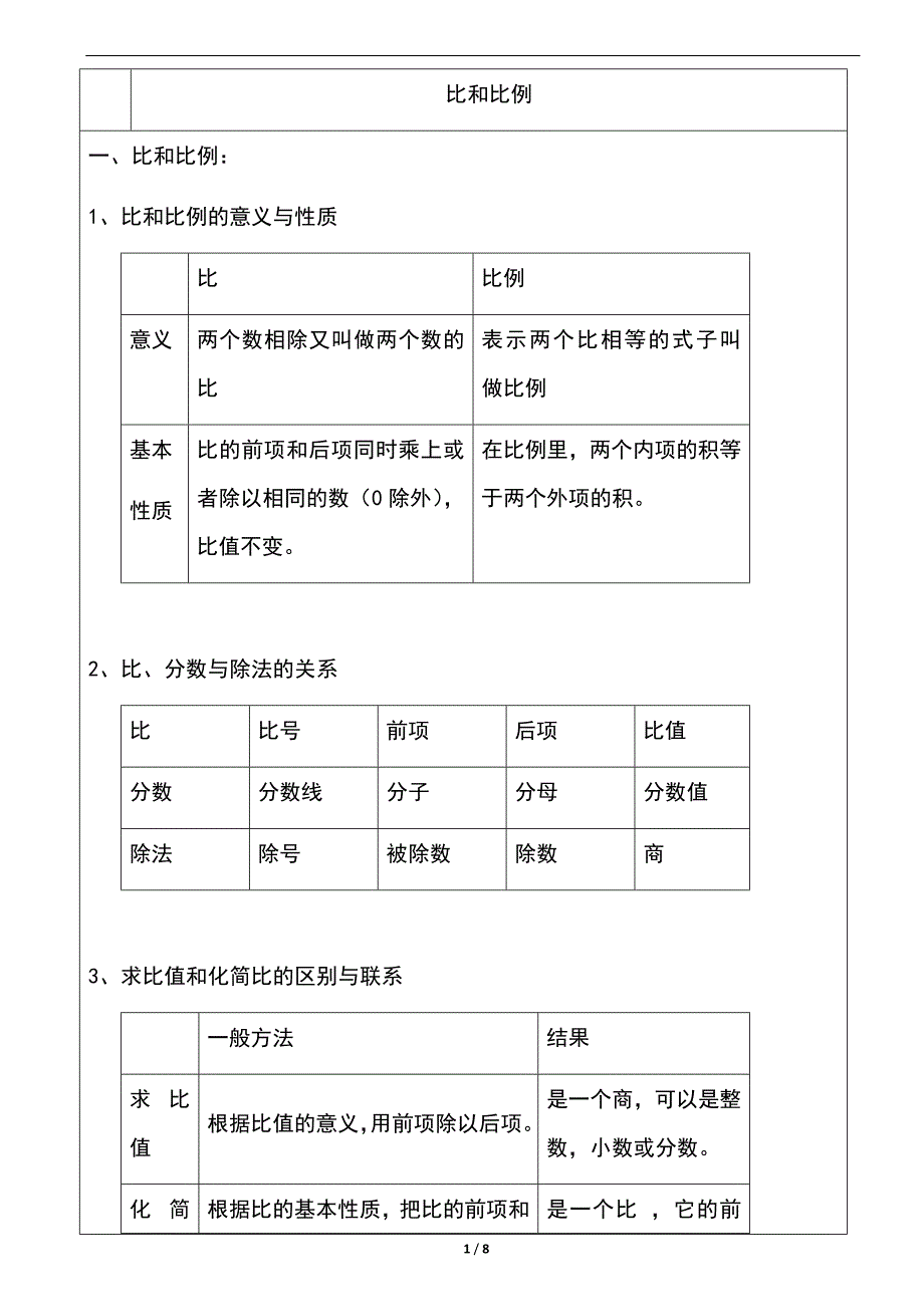 六年级数学￥￥￥比和比例_第1页