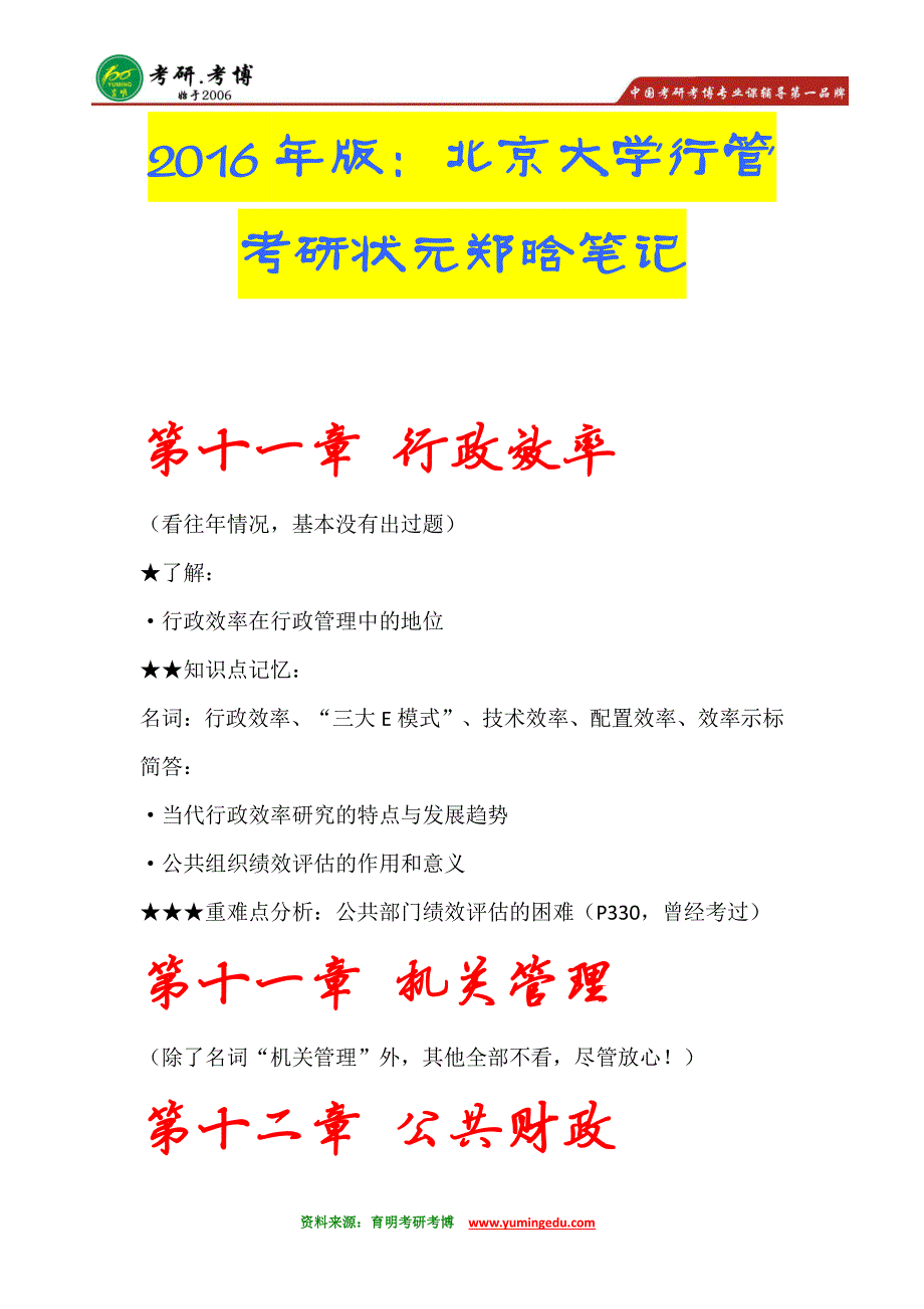 【独家专题】2016年北京大学行政管理考研《公共行政学》核心重点·_第1页