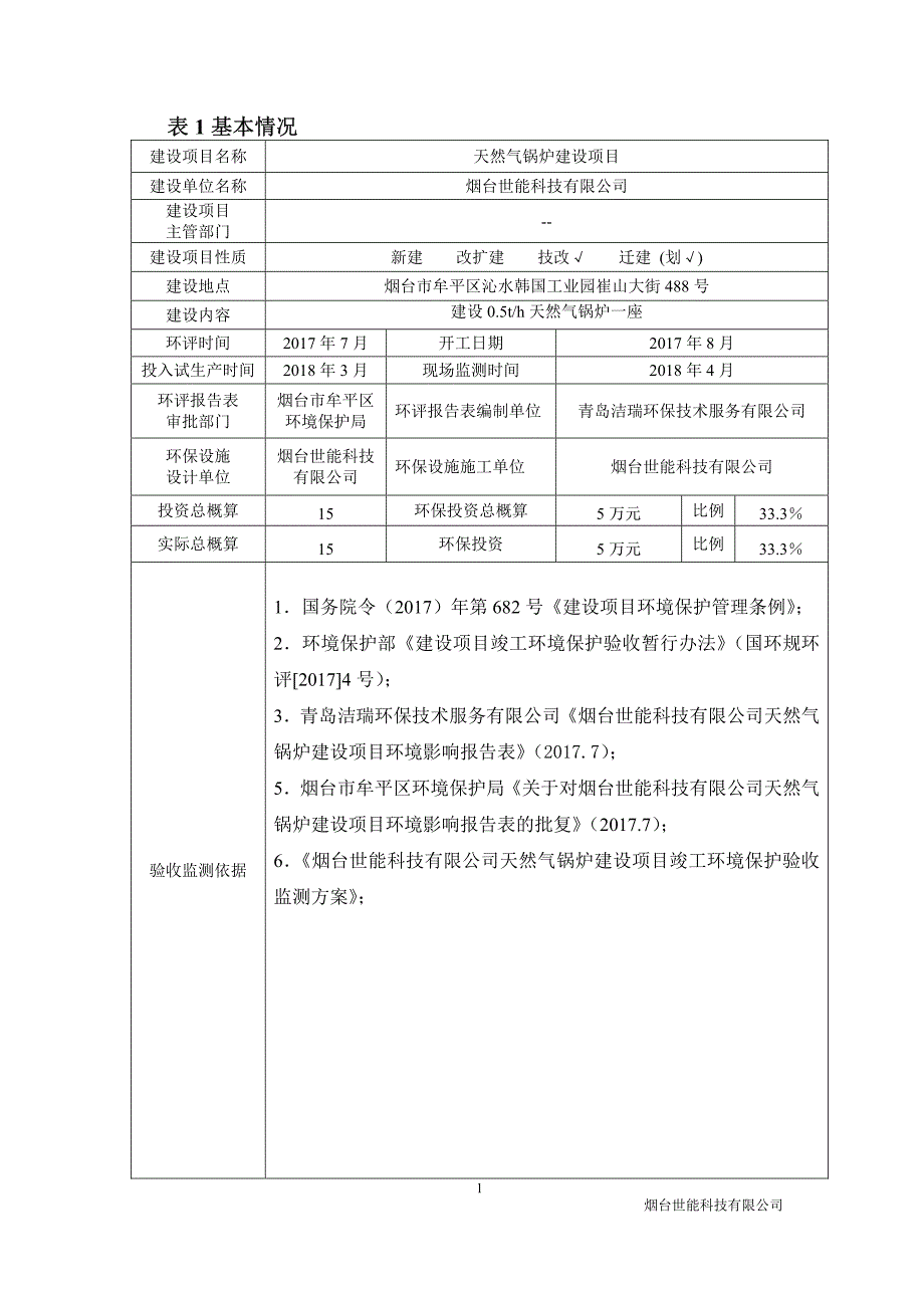 烟台世能科技有限公司天然气锅炉建设项目竣工环保验收监测报告_第4页