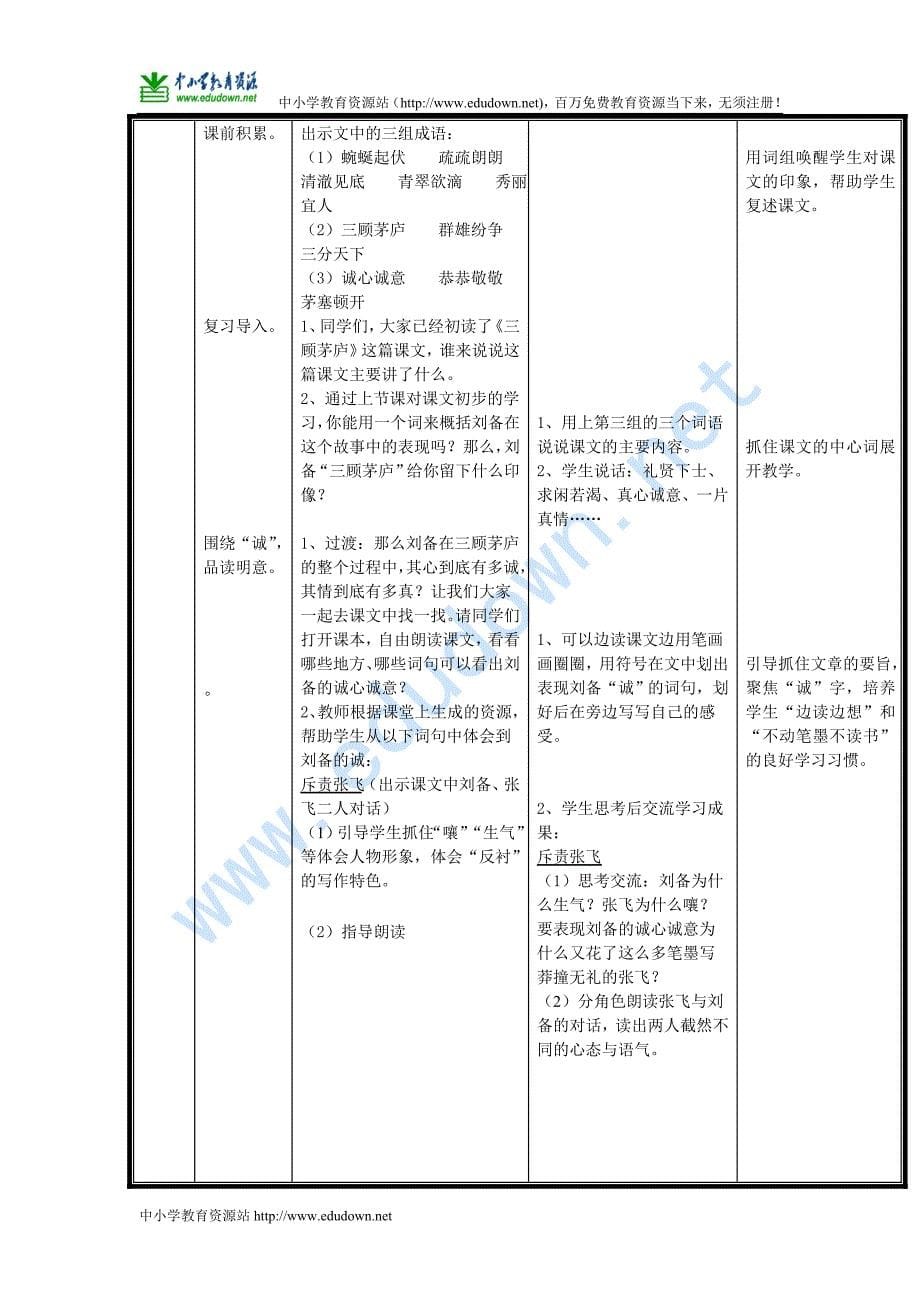 苏教版语文四下《三顾茅庐》教案2_第5页