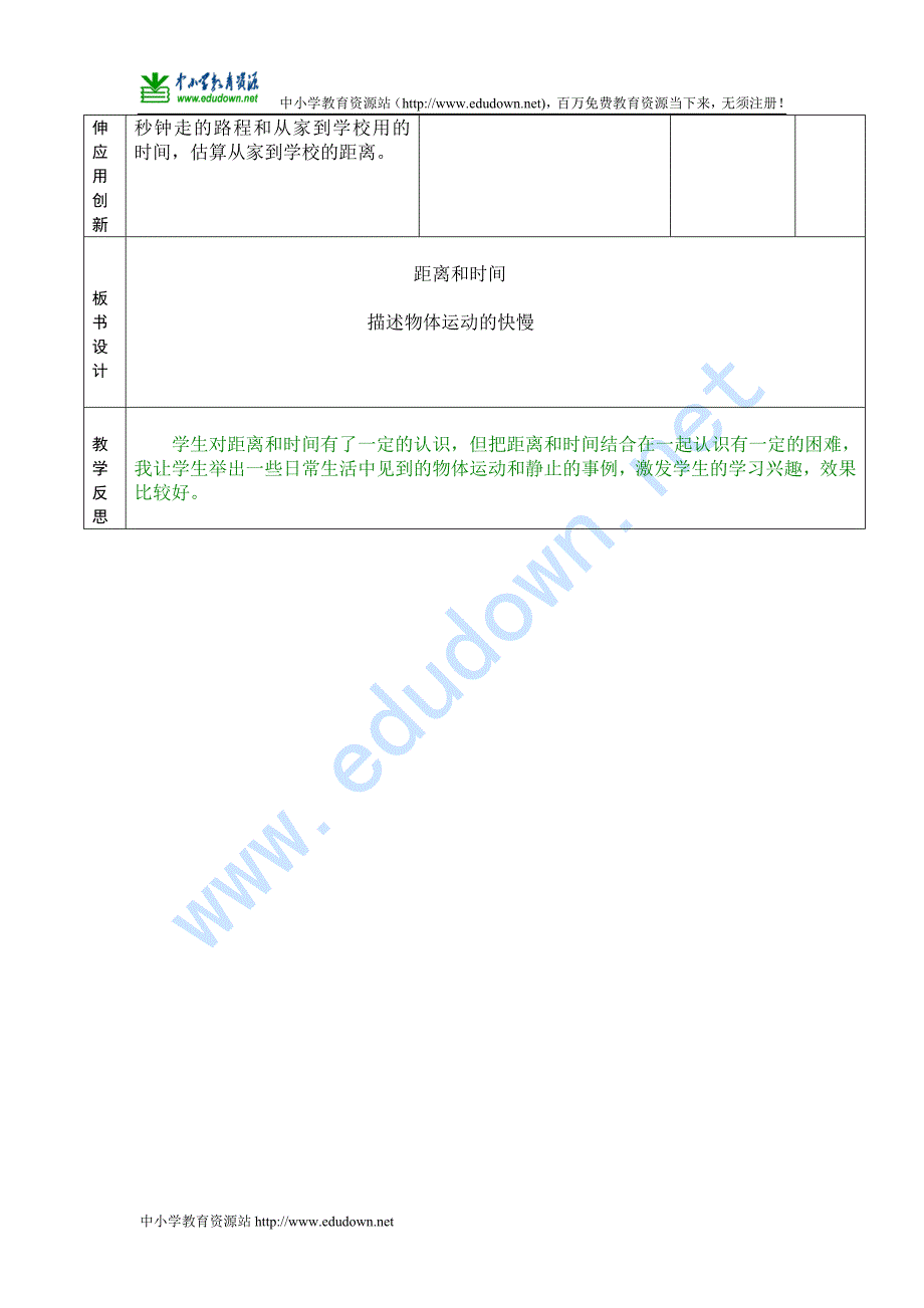 青岛版科学六年级上册《距离和时间》表格式教案_第3页